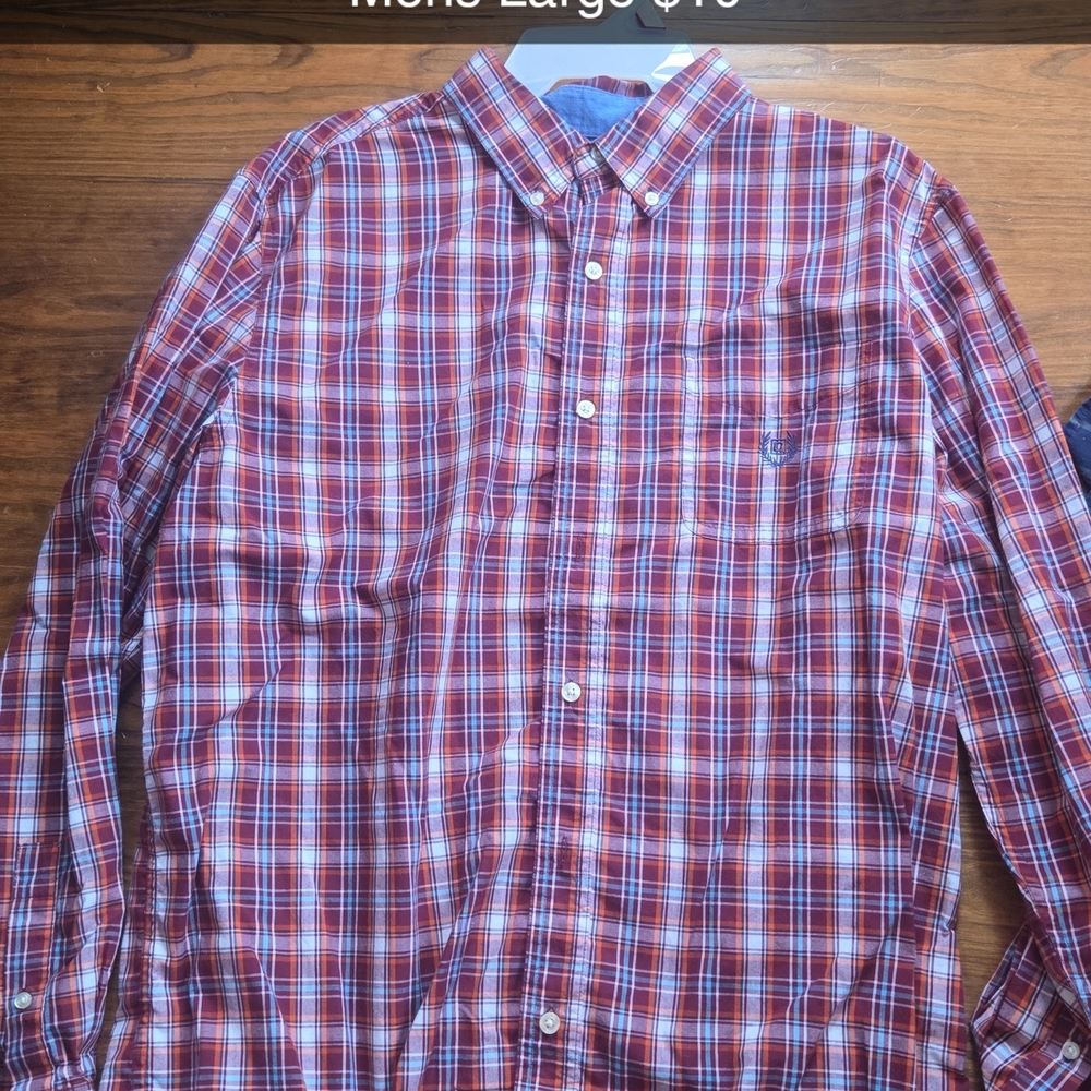 Chaps Red and Blue Plaid Button Down Shirt